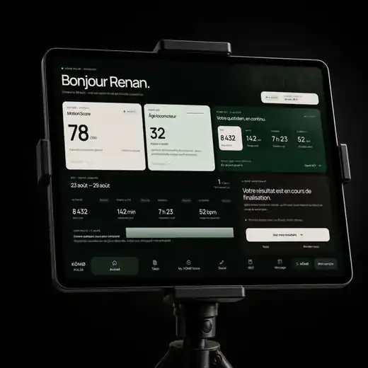 KŌMØ Pulse dashboard showing Motion Score and functional trajectory